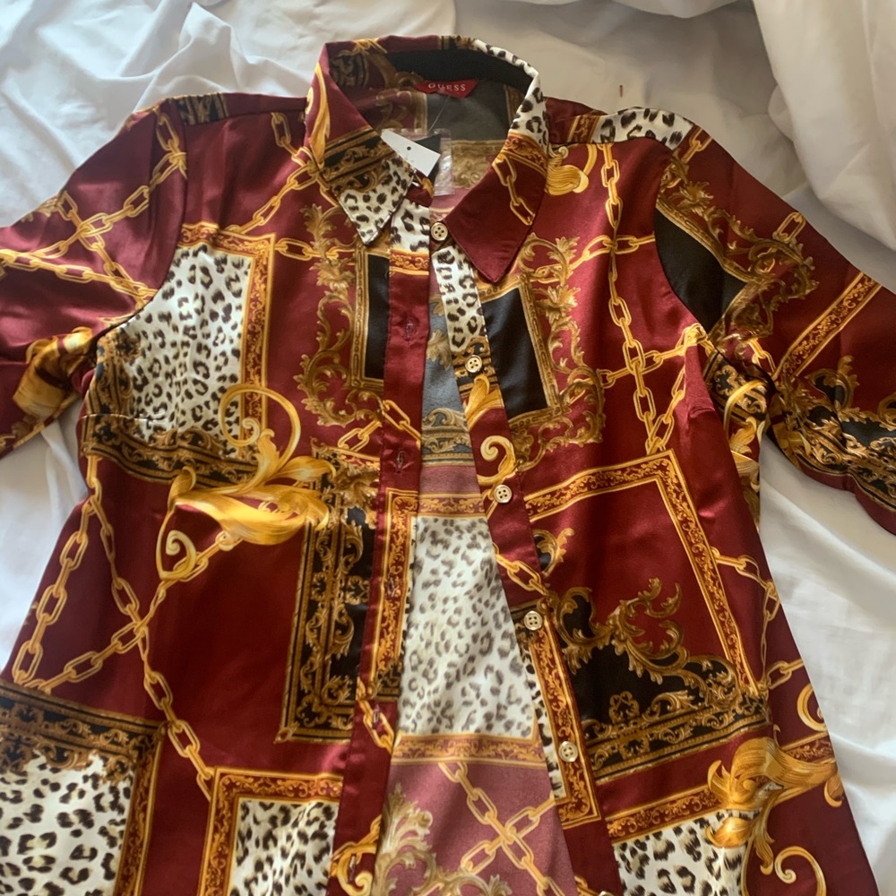 Silk button up top from Guess